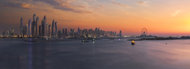 Panorama of Dubai Marina skyline at sunset © Cara-Foto