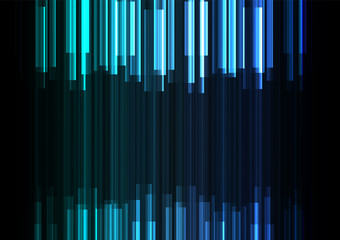 blue frequency bar overlap in dark background, stripe layer backdrop, technology template, vector illustration