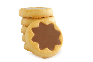 Chocolate biscuits isolated on white background

