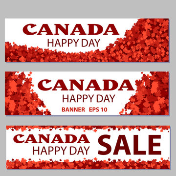 Set of design elements for Canada Day 1st of July. Vector modern stylish illustration.