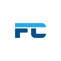 Initial letter FC, straight linked line bold logo, simple flat blue colors