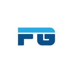 Initial letter FG, straight linked line bold logo, simple flat blue colors