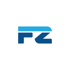 Initial letter FZ, straight linked line bold logo, simple flat blue colors