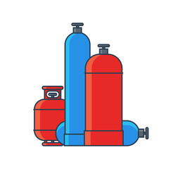 Gas tanks set. Various gas tanks in flat line style. Vector illustration