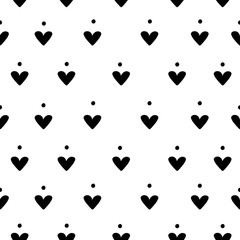 Seamless abstract pattern with scandinavian minimalistic style with hearts and dots.
