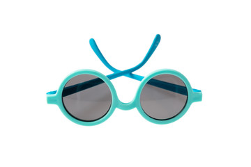 Light blue frame sunglasses isolated on white background