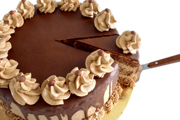 Chocolate cake isolated on white background
