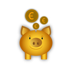 piggy Bank with Euro coins