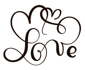 Hand drawn typography lettering phrase Love isolated on the white background. Fun calligraphy for greeting and invitation card or t-shirt print design