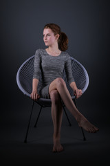 Pretty girl posing at studio