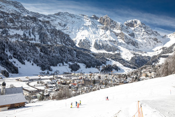 Fototapeta na wymiar Engelberg village from Engelberg Klostermatte skiresort, Switzerland