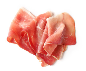 prosciutto slice on a white background