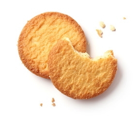 butter cookies on white background - obrazy, fototapety, plakaty