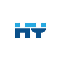 Initial letter HY, straight linked line bold logo, simple flat blue colors