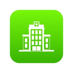 Hospital icon digital green for any design isolated on white vector illustration