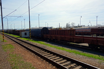 Fototapeta na wymiar Railway shifts of wagons