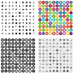 Fototapeta na wymiar 100 sport equipment icons set vector in 4 variant for any web design isolated on white