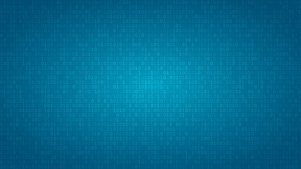 Abstract background of zeros ad ones in light blue colors.