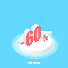 minus sixty percent discount, isometric image