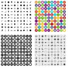 100 sport accessories icons set vector in 4 variant for any web design isolated on white