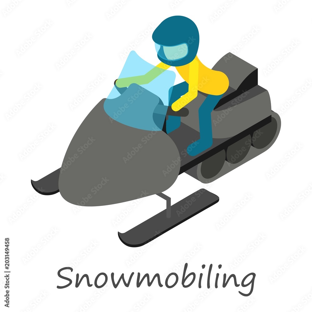 Poster Snowmobiling icon. Isometric of snowmobiling vector icon for web design isolated on white background