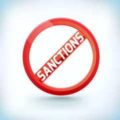 Sign prohibiting economic sanctions isolated on white background, vector illustration