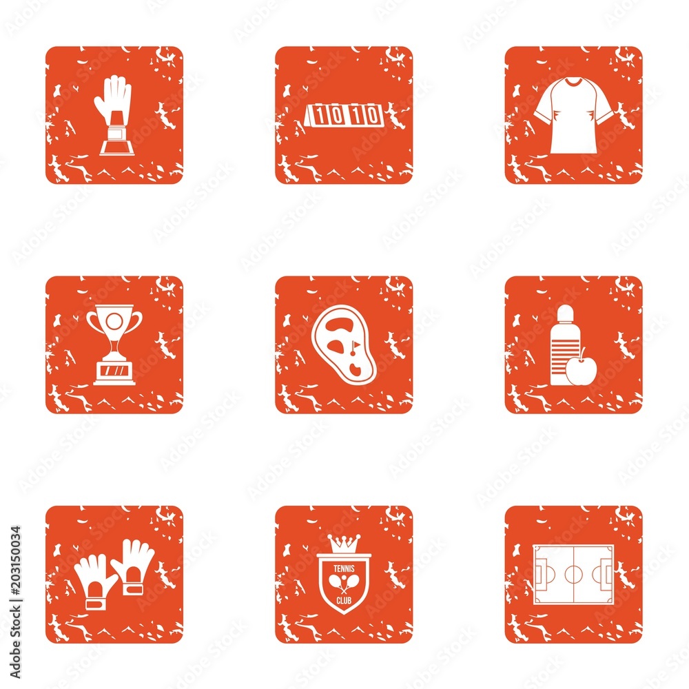 Poster practice session icons set. grunge set of 9 practice session vector icons for web isolated on white 