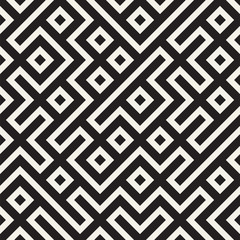 Stylish lines lattice. Ethnic monochrome texture. Abstract geometric background design. Vector seamless pattern.