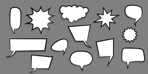 Big set empty speech bubble comic text