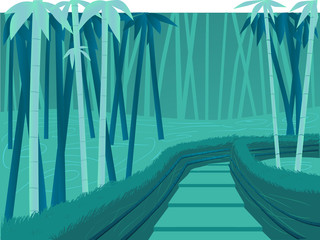 Vector simply illustration sagano bamboo forest  Japan