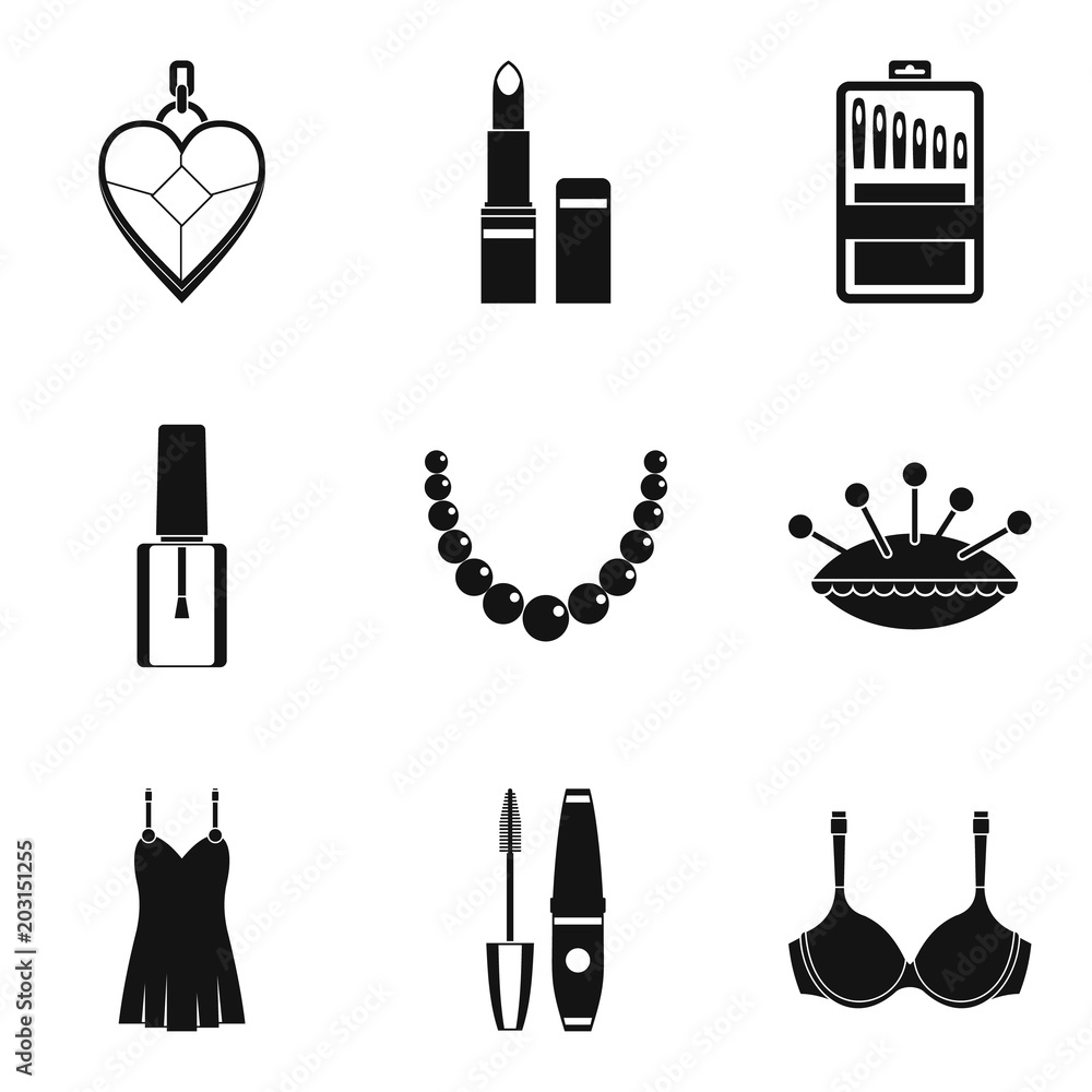 Poster beautiful clothes icons set. simple set of 9 beautiful clothes vector icons for web isolated on whit