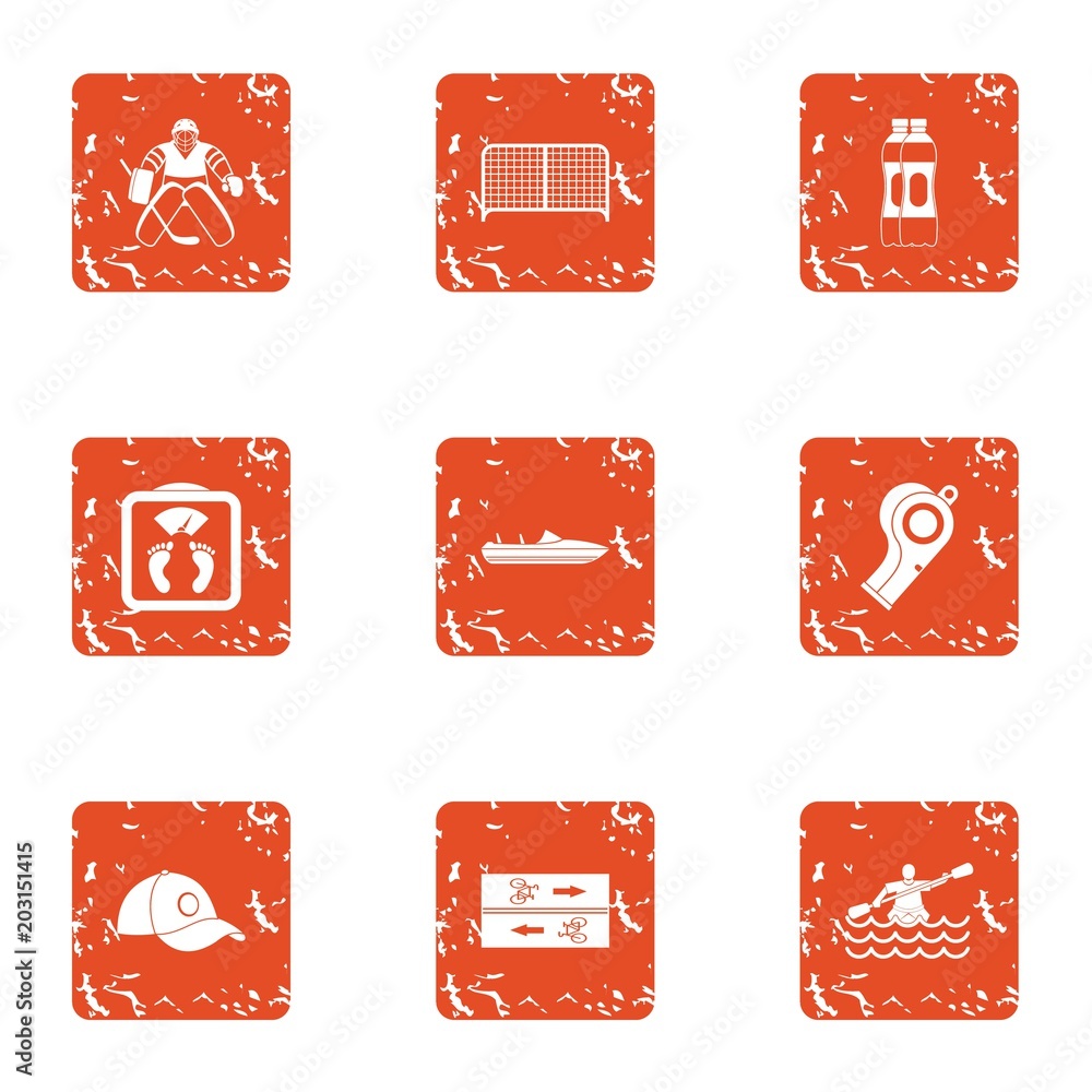 Poster competitive icons set. grunge set of 9 competitive vector icons for web isolated on white background