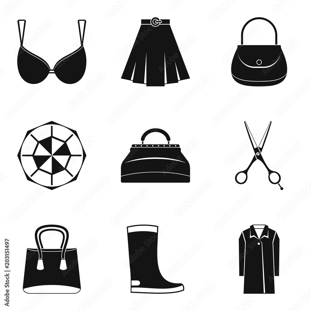 Poster nice clothes icons set. simple set of 9 nice clothes vector icons for web isolated on white backgrou