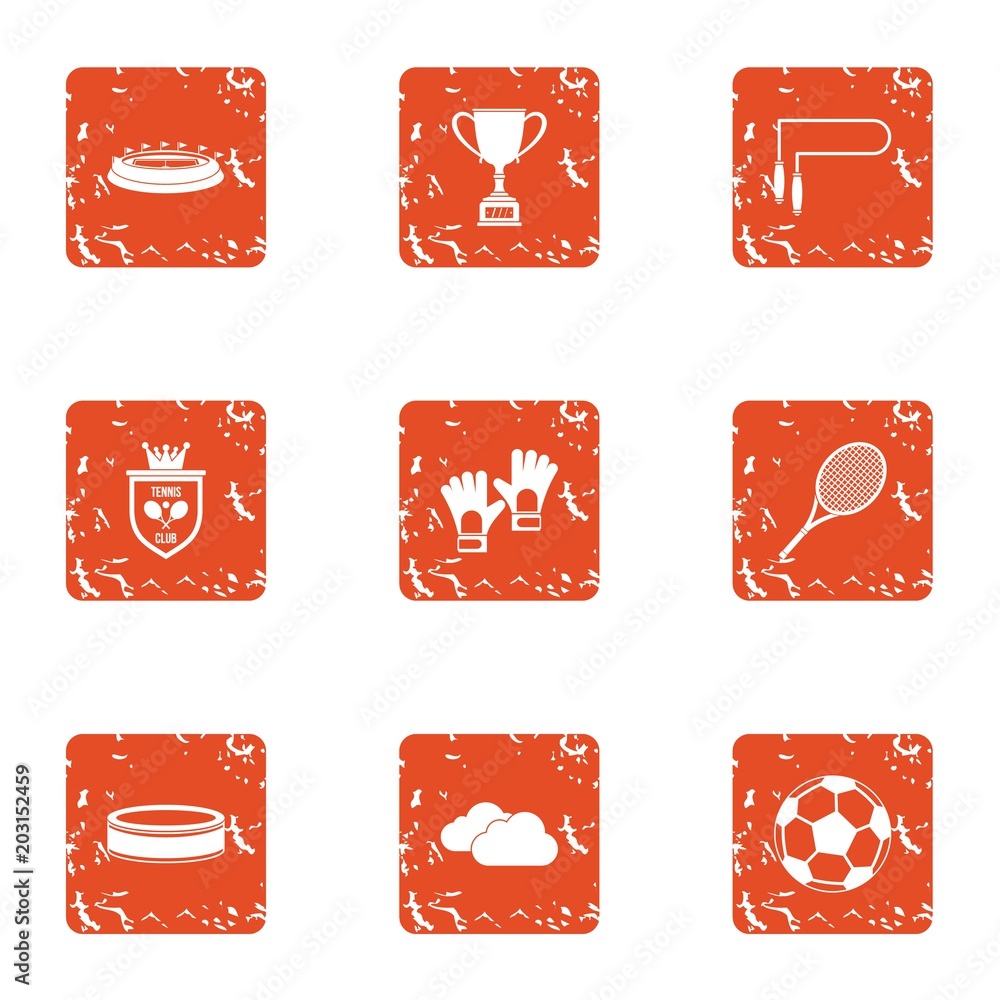 Poster cavort icons set. grunge set of 9 cavort vector icons for web isolated on white background