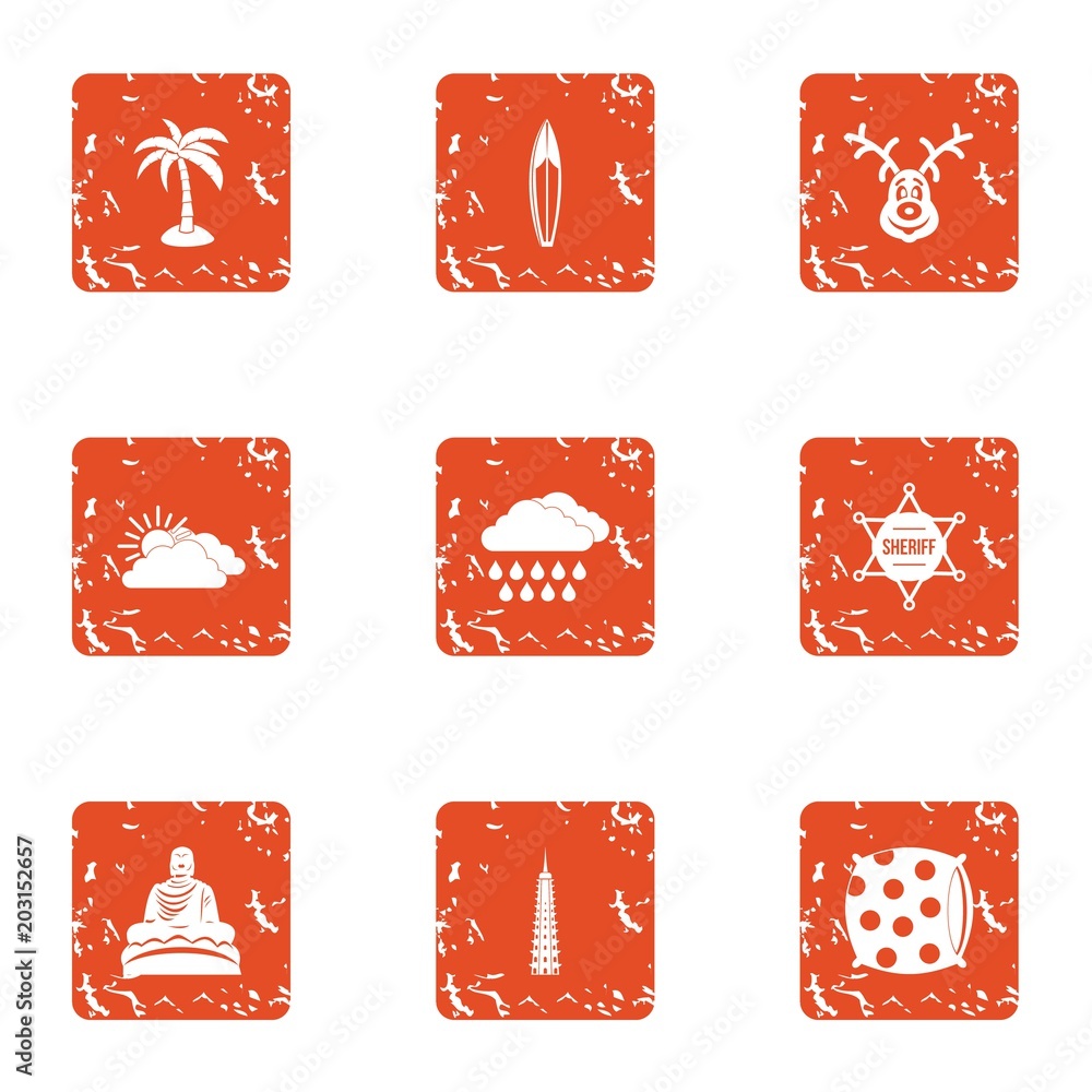 Aufkleber hibernation icons set. grunge set of 9 hibernation vector icons for web isolated on white background