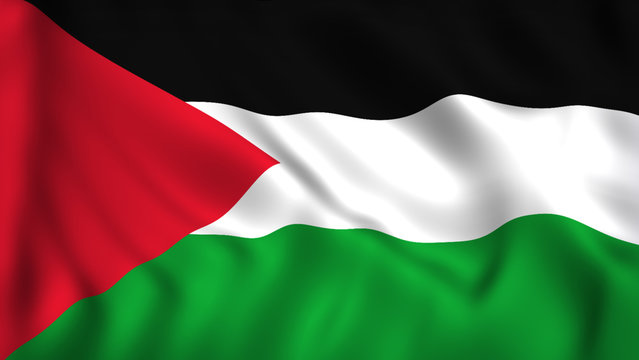 flag palestine silk waving in the wind