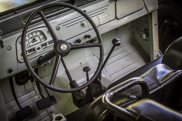 Havana Cuba. February 11, 2018. interior of an old American car of the 50s. Concept of nostalgia
