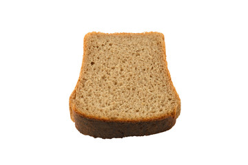 piece of rye bread isolated on white background