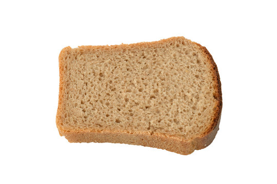 piece of rye bread isolated on white background
