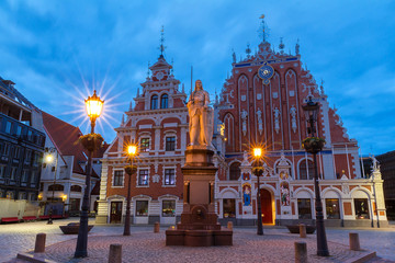 Town Hall Square and the House of the Blackheads in Riga's historic center.