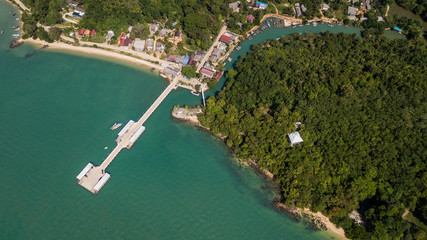 Fototapeta na wymiar aerial view landscape of port Koh Yao Noi , Krabi Thailand