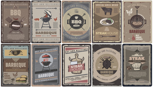 Vintage Colored Barbecue Brochures Collection