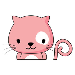 cute cat icon over white background, colorful design. vector illustration