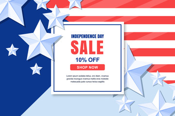 USA Independence Day sale vector banner template. 4 of July celebration concept