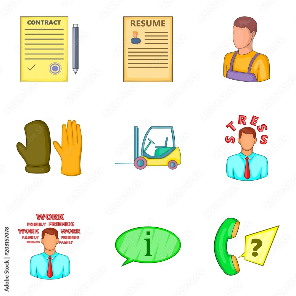 Poster engineering work icons set. cartoon set of 9 engineering work vector icons for web isolated on white