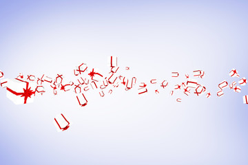 White and red christmas presents against purple vignette