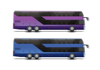 Two double-decker buses - obrazy, fototapety, plakaty