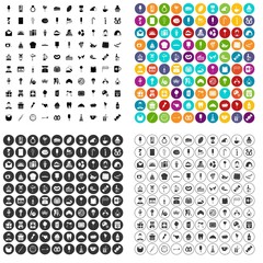 100 sweets icons set vector in 4 variant for any web design isolated on white