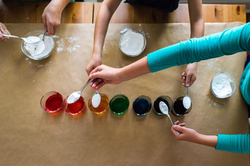 Colorful science experiment with children