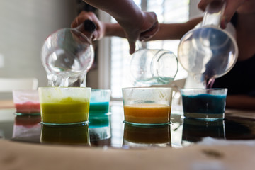 Colorful science experiment with children